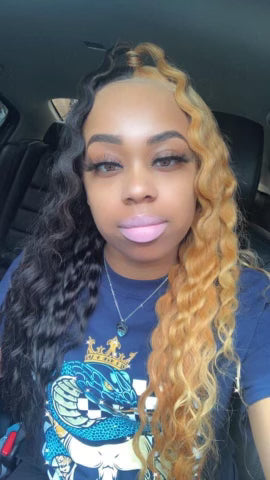 #1 Trending Seller 24” Black And Honey Blonde Half And Half Closure Wig