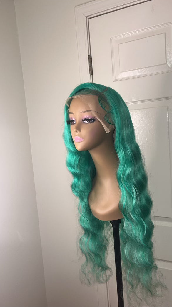 30” Mint Green 13X6 Full Lace Frontal Wig