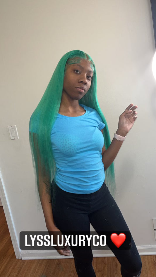 30” Mint Green 13X6 Full Lace Frontal Wig